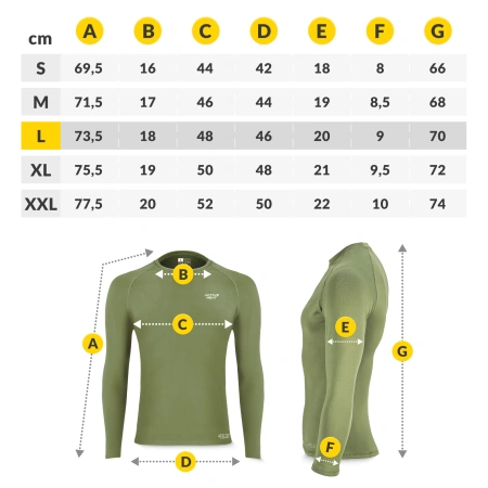 Lenjerie termică unisex - set verde, tricou + pantaloni, mărime L