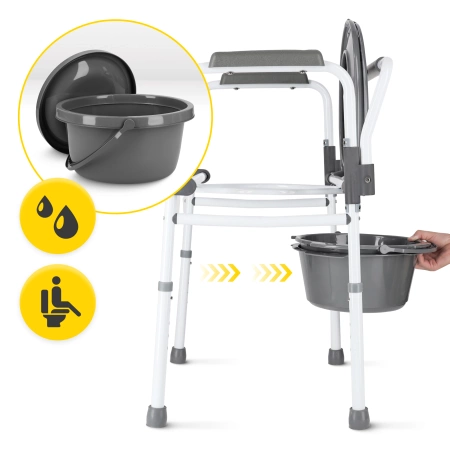Scaun sanitar pentru toaletă 3 în 1 cu reglare a înălțimii