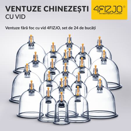Ventuze chinezești cu vacuum, set 24 bucăți