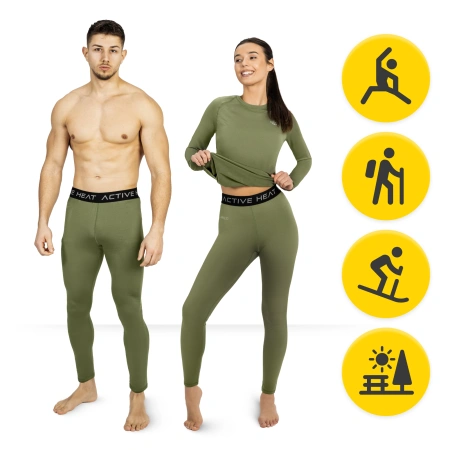 Pantaloni termici unisex - verde, mărimea S