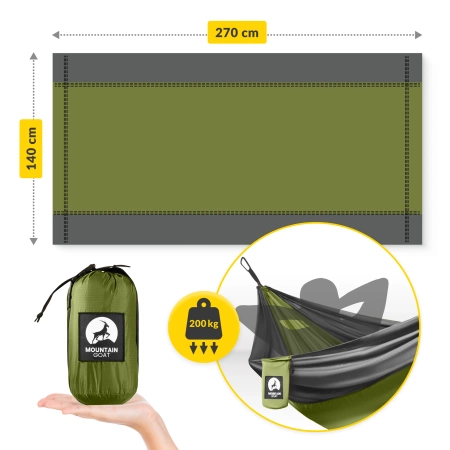 Hamac de călătorie pentru o persoană Mountain Goat gri-verde