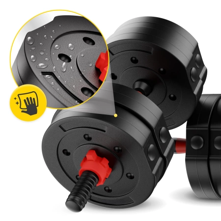 Set de gantere reglabile din bitum 20 kg + Barbell