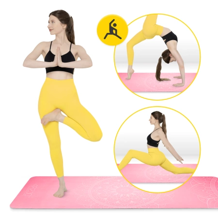 Covora de yoga și exerciții din piele de căprioară 1,5 mm roz