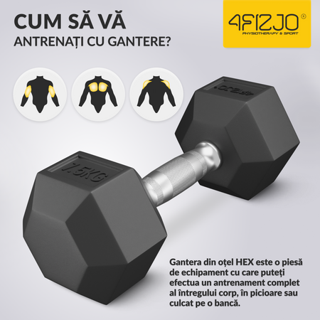 Ganteră din oțel HEX 7,5 kg (1 Bucată)