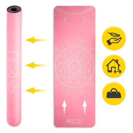 Covora de yoga și exerciții din piele de căprioară 1,5 mm roz