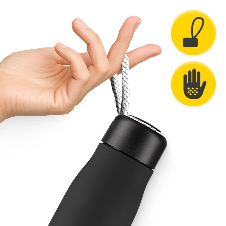 Sticlă termică de 540 ml cu curea negru