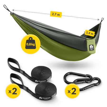 Hamac de călătorie pentru o persoană Mountain Goat gri-verde