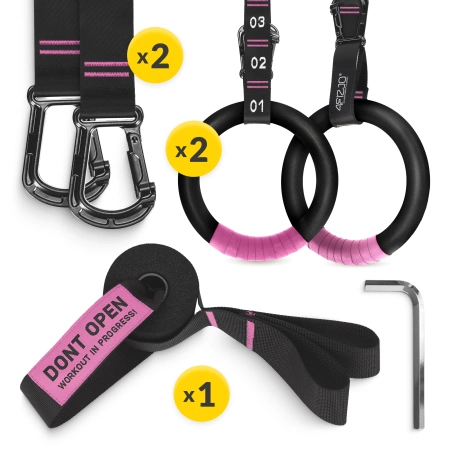 Inele de gimnastică ABS negru și roz