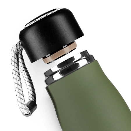 Sticlă termică de 540 ml cu curea verde