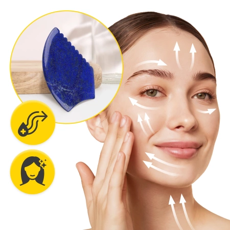 Piatra Gua Sha canelată din lazurit natural