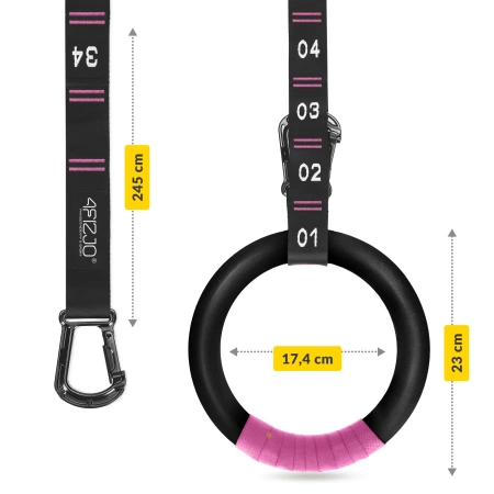 Inele de gimnastică ABS negru și roz