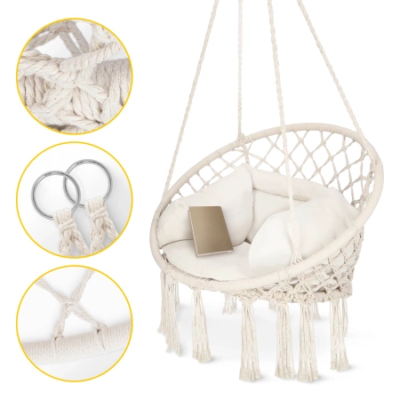 Leagăn de grădină BOHO cu pernă Bej