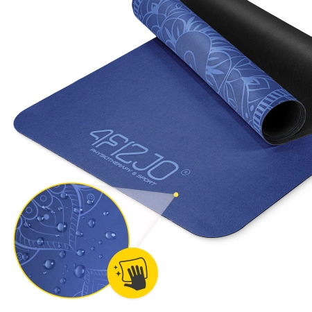 Covor de yoga și exerciții din piele de căprioară, 1,5 mm, albastru