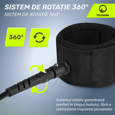 Cablu de siguranță pentru placa SUP TSUNAMI negru