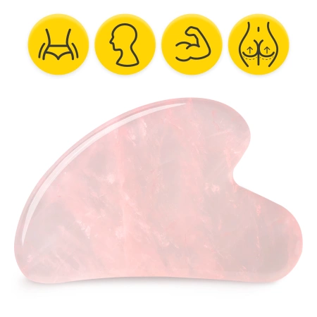 Piatra Gua Sha canelată din cuarț roz natural