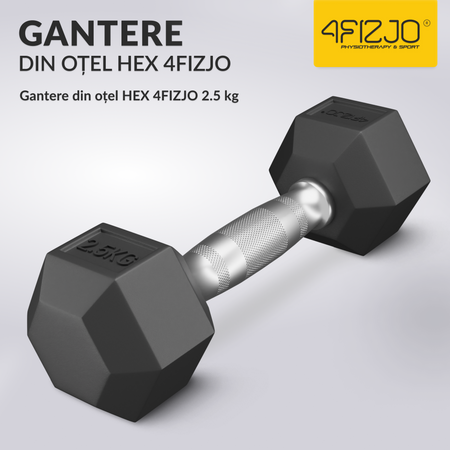 Ganteră din oțel HEX 2,5 kg (1 Bucată)