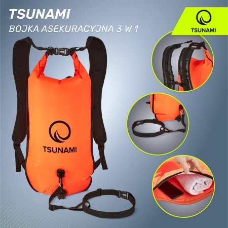Geamandură de înot, gonflabilă + Rucsac + Buzunar uscat 3 în 1 TSUNAMI