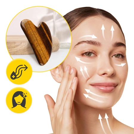 Piatra clasică Gua Sha din cuarț natural Tiger Eye