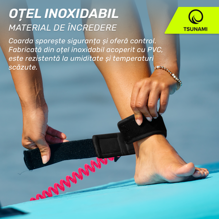 Cablu de siguranță pentru placa SUP TSUNAMI roz