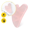 Piatra Gua Sha canelată din cuarț roz natural
