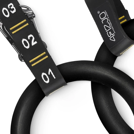 Inele de gimnastică pentru tracțiuni cu ABS, negru și galben