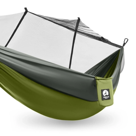 Hamac de călătorie pentru o persoană Mountain Goat cu plasă împotriva țânțarilor gri-verde