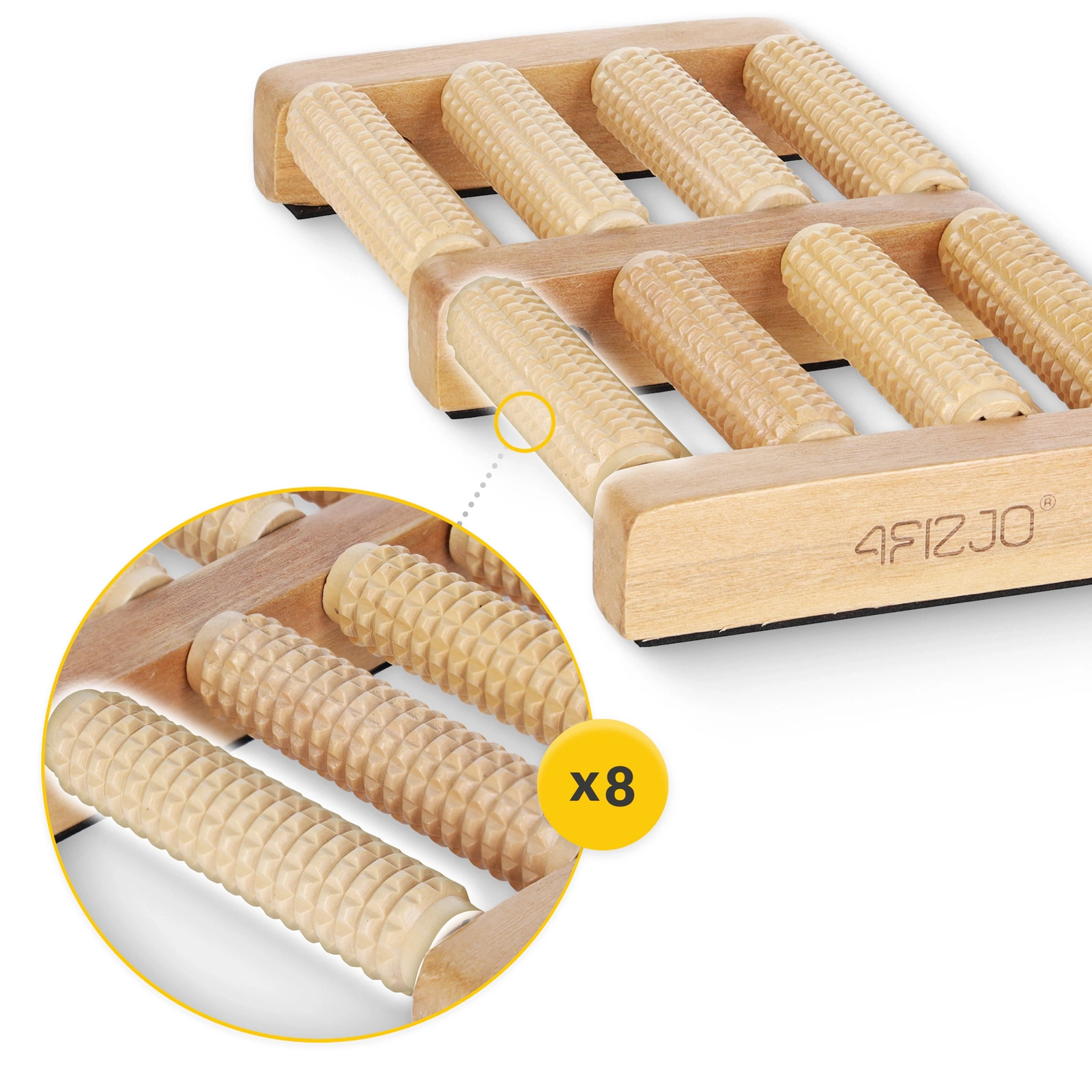 Masajer pentru picioare din lemn cu rolă dublă