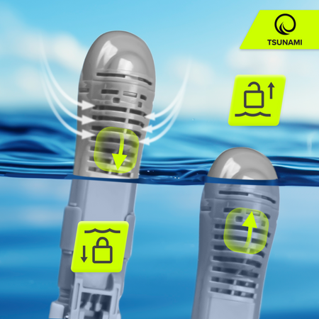 Mască de scufundare pentru copii TSUNAMI SHARK gri