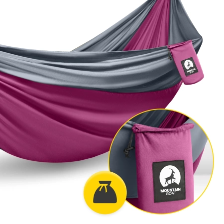 Hamac de călătorie pentru o persoană Mountain Goat gri și roz