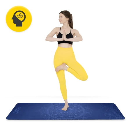 Covor de yoga și exerciții din piele de căprioară, 1,5 mm, albastru