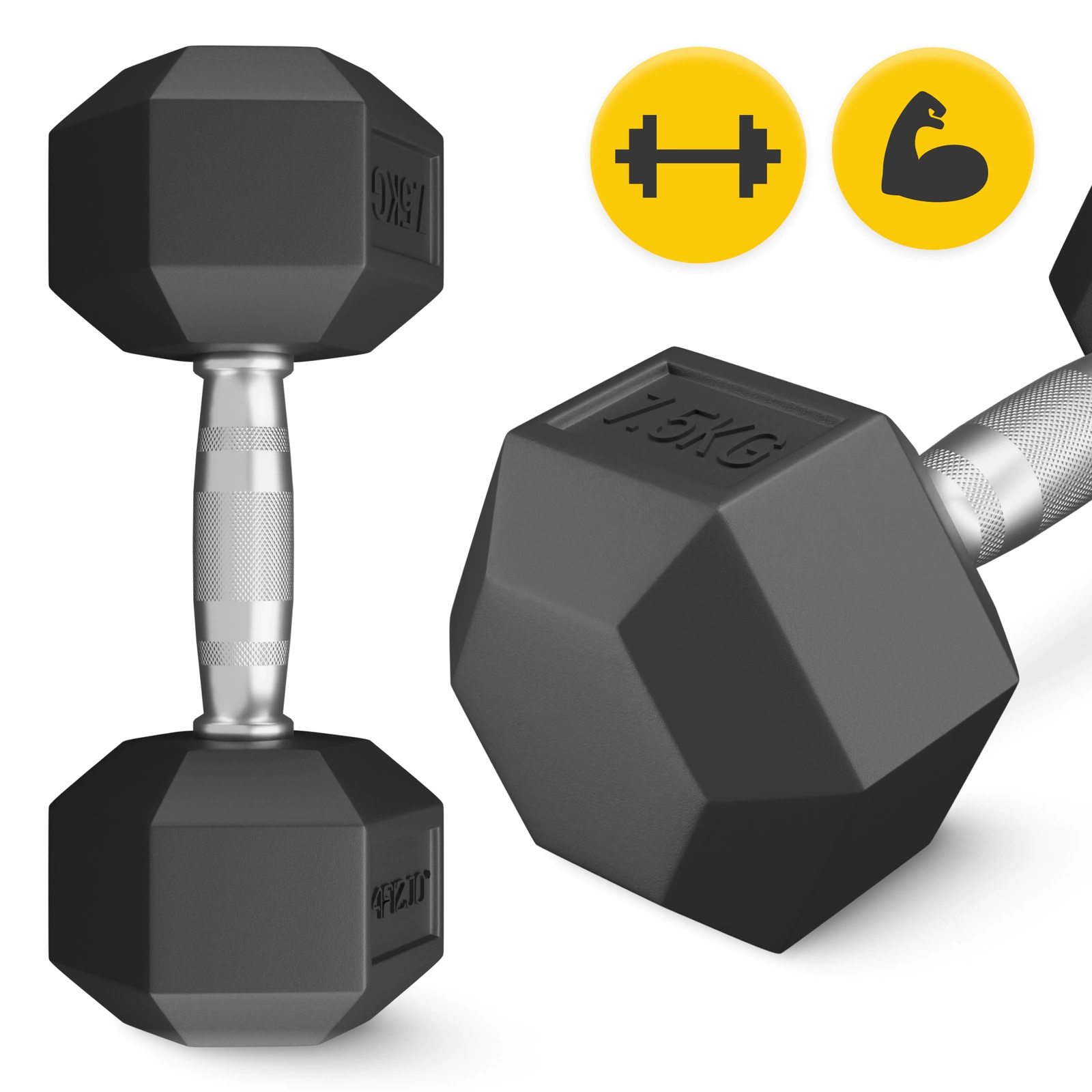 Halteră HEX din Oțel 7,5 kg (1 Bucată)