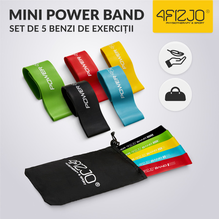 Set de 5 benzi elastice de exerciții MINI POWER BAND