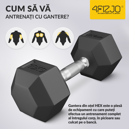 Ganteră din oțel HEX 10 kg (1 Bucată)