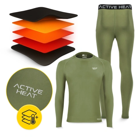 Lenjerie termică unisex - set verde, tricou + pantaloni, mărime M