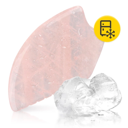 Piatra Gua Sha canelată din cuarț roz natural