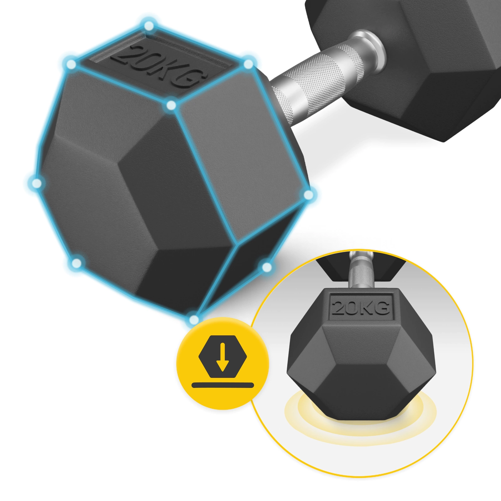 Halteră HEX din Oțel 20 kg (1 Bucată)