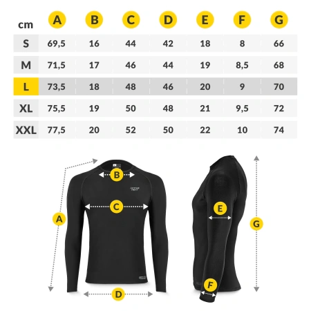 Lenjerie termică unisex – set negru compus dintr-un tricou și pantaloni, mărimea L