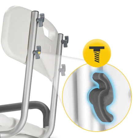 Scaun de duș cu spătar și suporturi pentru brațe