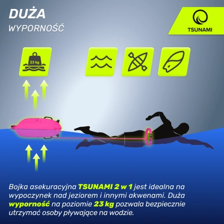 Geamandură de înot, gonflabilă + buzunar uscat 2 în 1 TSUNAMI