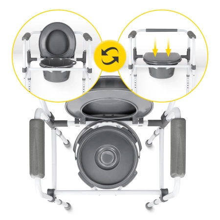 Scaun sanitar pentru toaletă 3 în 1 cu reglare a înălțimii