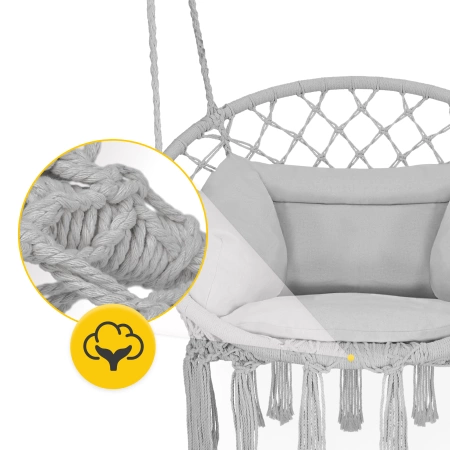 Leagăn de grădină BOHO cu pernă Gri