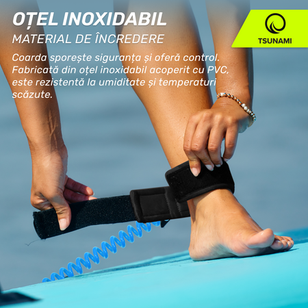 Cablu de siguranță pentru placa SUP TSUNAMI albastru