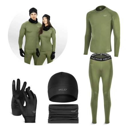 Set de îmbrăcăminte termică unisex – set verde 5-în-1, mărime S