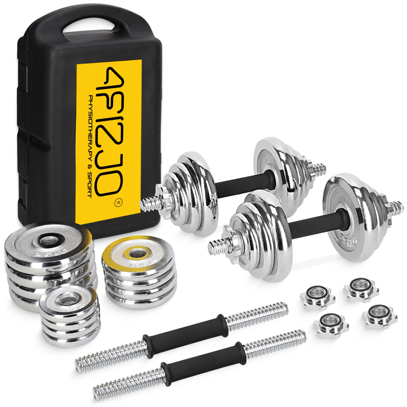 Gantere din oțel în valiză - set de 20 kg