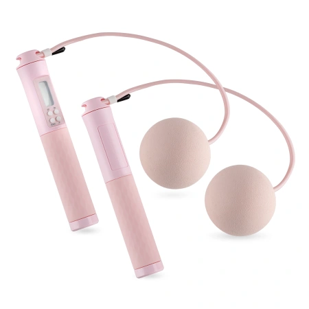 Coardă de sărit cu contor și bile roz