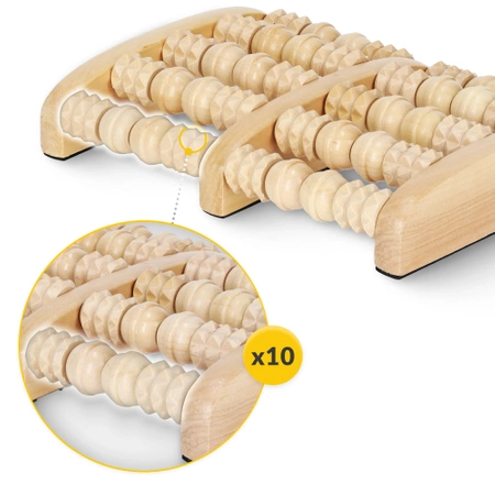 Masajer pentru picioare din lemn cu rolă dublă roller