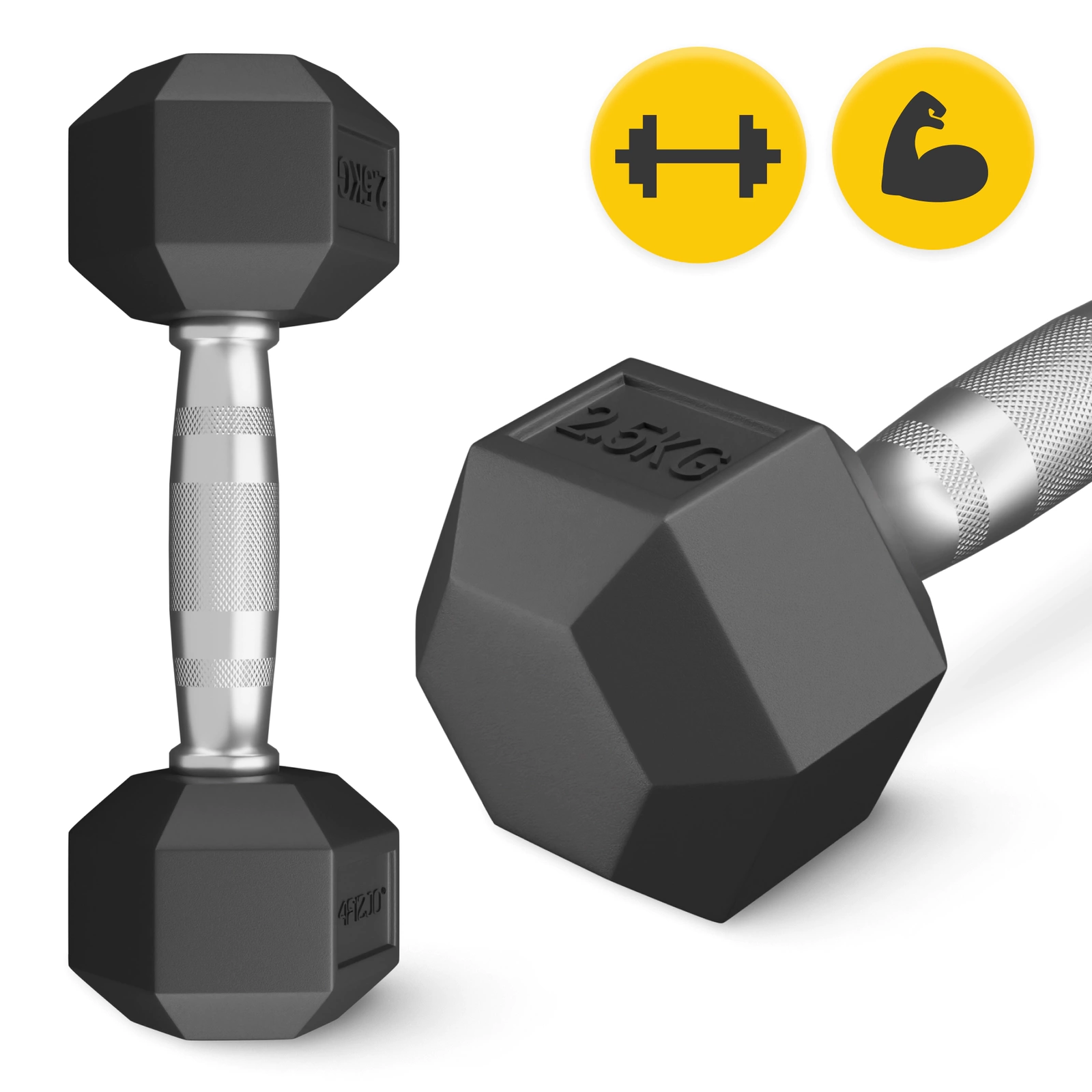 Halteră HEX din Oțel 2,5 kg (1 Bucată)