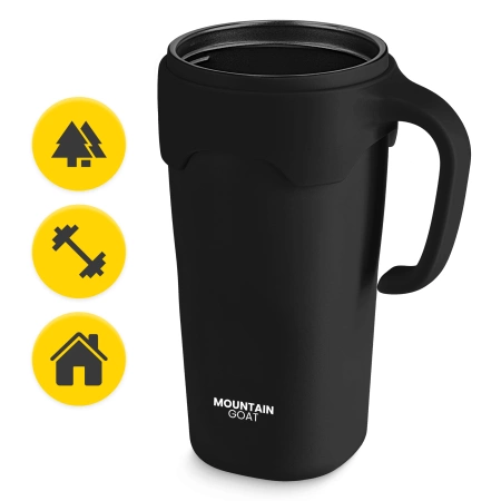 Cană termică cu pai 650 ml negru