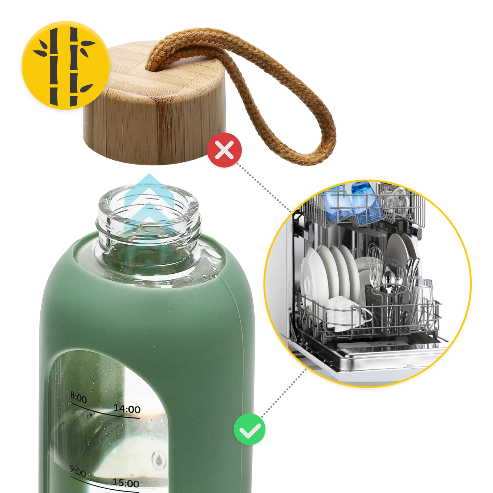 Sticlă pentru apă din sticlă, 1 L