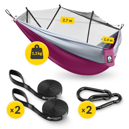 Hamac de călătorie pentru o singură persoană cu plasă de țânțari